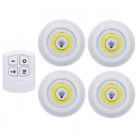 Battery Operated Dimmable LED Under Cabinet Light COB LED Puck Lights Closets Lights with Remote Control for Wardrobe Bathroom